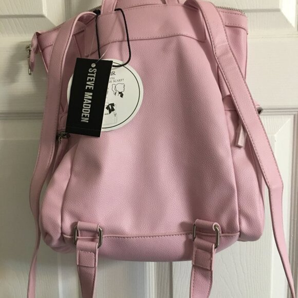 Hello Kitty Soft Pink faux Leather Backpack  12x12 Zips Closed  BP2 - Picture 5 of 5
